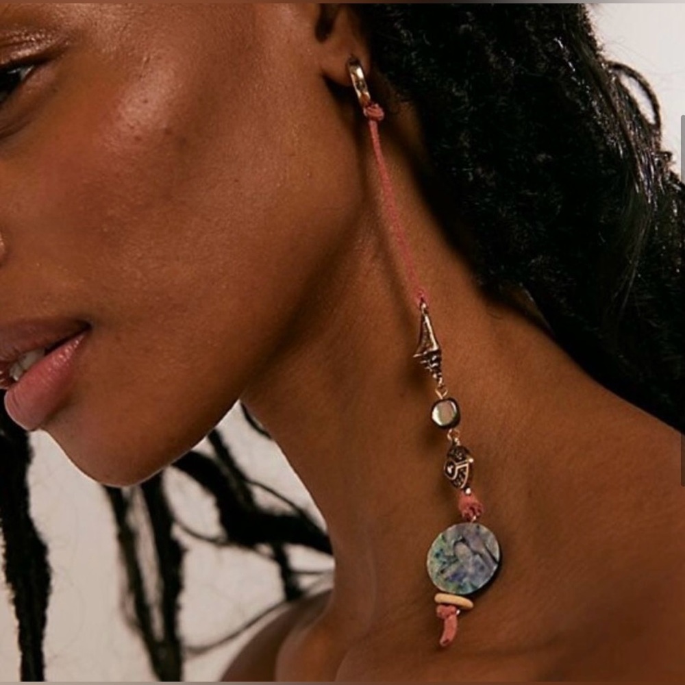 Free People Treasure Dangles Boho Evil Eye Drop Earrings in Cocoa Mar